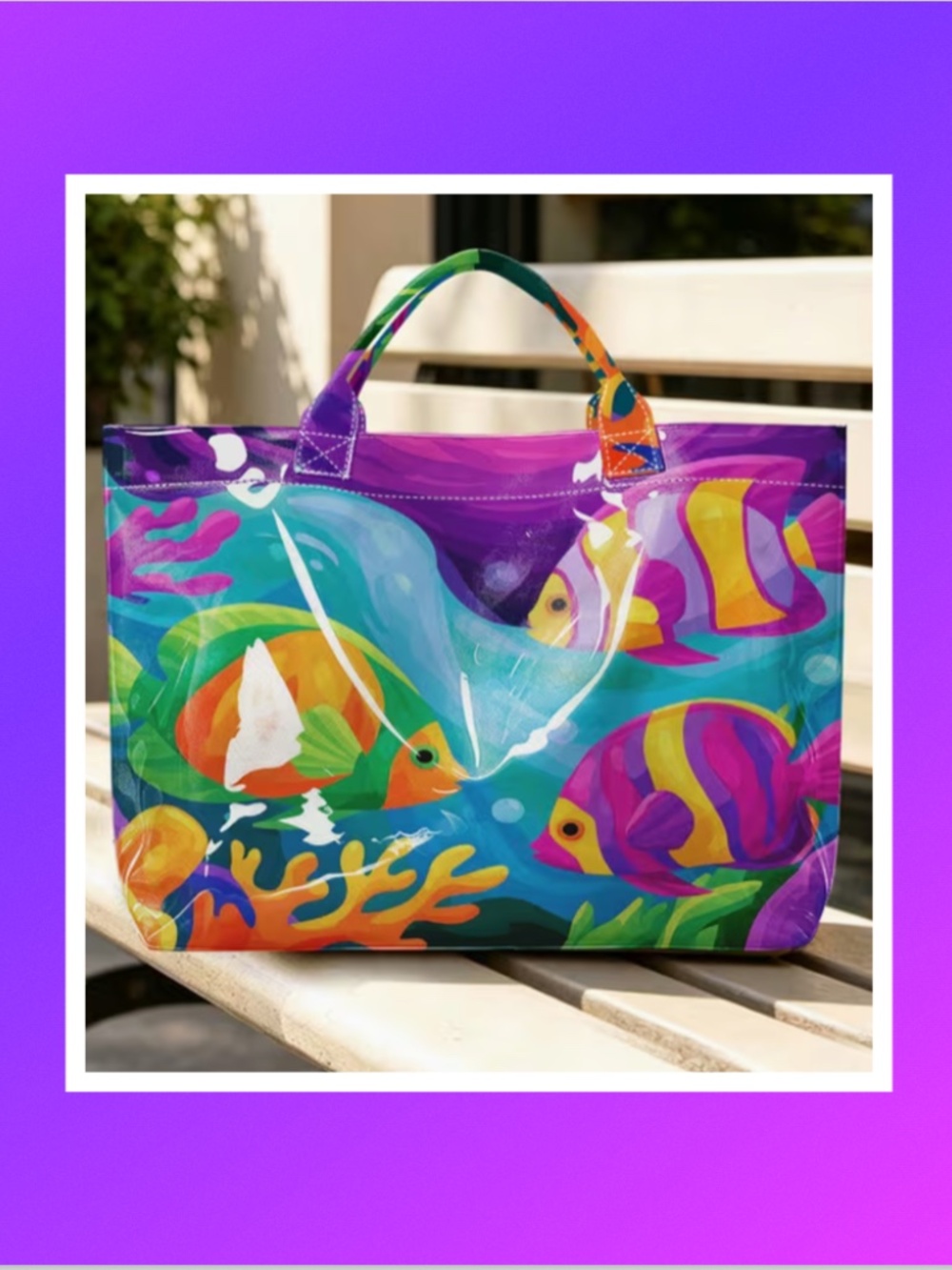 Adorable Vinyl-Covered Tote - Tropical Fish
